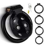 Black Male Chastity Cage Breathable Cock Cage Smooth Small Bondage Chastity Devices Sissy Chasity Cage Sex Toy With 4 Rings (Black)