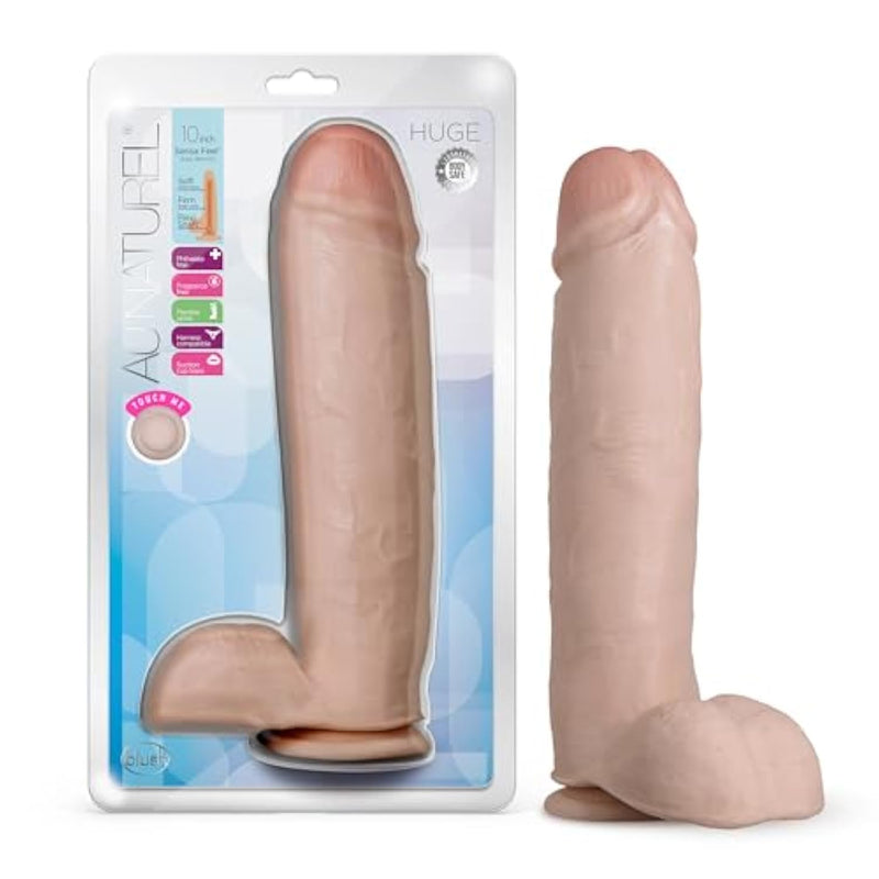 Blush Au Naturel 10.5 Inch Realistic Dual-Density Dildo – Soft & Firm Sensafeel Shaft Girthy Penis – Suction Cup & Strap-On Ready For G Spot & Anal Play – Adult Sex Toy For Women Men Couples - Vanilla