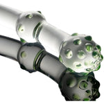 Double Ended G-Spot Glass Dildo - Crystal Glass Pleasure Wand With 4 Bead - Double Side Anal Butt Plug - Prostate Massager Anal Stimulator For Men Women