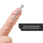 7Pcs Male 2" Short Urethral Plug Hollow Catheter Cascading Beaded Stainless Steel Cum Thru Urethra Stretcher Dilator Training Set Glans Stimulation Masturbation Safety Stopper Top