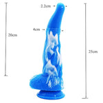 Soft Irregular Multi Colored Suction Anal Dildo Plug For Women Men With Suction Base (Blue+White)
