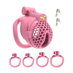 Spiked Chastity Device Chastity Cage With 2 Concealed Locks Male Sm Sex Toys Barbed Penis Cage With 4 Different Rings Lightweight And Breathable Resin Cock Cage For Men'S Penis Bondage (Flat,Pink)