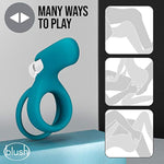 Blush Noje C2 Juniper Vibrating Penis Ring - 10 Vibration Modes, Rechargeable - Soft Silicone Cock Ring With Ball Stretcher Loop - Stronger Erections, Orgasms & Pleasure Couples Adult Sex Toy - (Blue)
