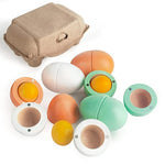 Wooden Christmas Play Eggs Toy, Play Food Sets For Kids Kitchen, Sturdy Wood Eggs With Magnetic Separable Yolk, Pretend Play Kitchen Toy Food For Toddlers Boys Girls Gifts