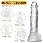 Large Clear Realistic 8?Inch Dildo With Strong Suction Cup?–?Soft Lifelike Dildo For Anal, Vaginal &?G?Spot Play?–?Beginner?Friendly?Adult Toy For Men And Women