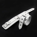 Padded Leather White Kit Adjustable Collar Handcuffs Ankle Cuffs Restraints Bdsm (Hand)