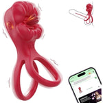 Adult Sex Toys Vibrator - Vibrating Cock Ring With Mouth Tongue Clitoral Stumilator, App Penis Ring Couples Pleasure Sex Toys For Men Women, Male Female Couples Sex Toys With G Spot Clitoris Vibrator