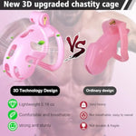 Chastity Cage Cock Cage, Male Chastity Device With 4 Sizes Of Rings, 3D Printed Lightweight Resin Male Chastity Cage Hidden Lock Penis Cage Bondage Gear & Accessories Abstinence And Exercise Pink(L)
