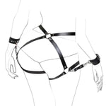 Sex Bondage Bdsm Kit Restraints,Adjustable Handcuffs Thigh Cuffs Cross Waist Strap Bdsm Restraints Set Sex Toys For Men Women And Couples Beginner Leather Bdsm Kit Sex Toys Sets (Black)