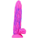 Monster Dildo Colourful Big Grain Corn Adult Sex Toy With Strong Suction Cup 8 Inch Flexible Soft Vegetable Dildos - Pink