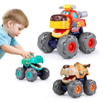 Toy Cars For 1 2 3 Year Old 3 Pack Monster Truck Toys Crocodile Bull Leopard Pull Back Car Big Wheel Animal Toy Trucks For Toddler 1-3 Baby Toys 12 18 Months Boy Girl Toddler Toy For 1 Year Old Gift
