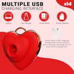 Mini Vibrator For Women - Heart Shape Stimulator With 10 Vibration Modes - 5 Modes Sucking Licking Clitoris Vibrator - Personal Massager For Female Couples Adult