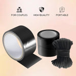 Bdsm Bondage Restraints Tape Set - 2 Rolls Restraint Tape With Soft Bondage Rope For Bdsm Games Adult Sex Toys Reusable Binding Sex Rope Pvc Electrostatic Tape Sex Things For Couples Kinky (Black)