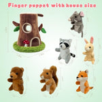 6 Pcs Jungle Animals Finger Puppet With Tree Houses, Realistic Soft Plush Toy For Kids, Novelty Animals Toys Role-Playing Story Finger Puppets Plush Finger Puppets Gifts For Boys And Girls