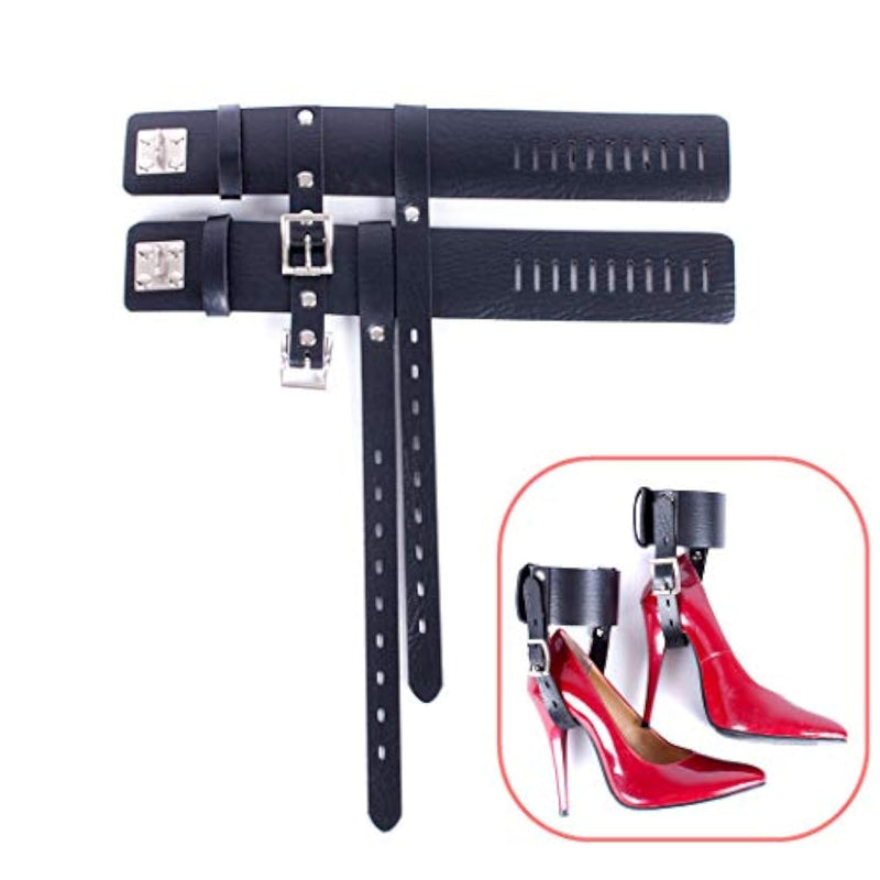 S&M Bdsm Adult Bondage Sexy High Heels Straps Bundling Locked Restraints Role Play Sex Toys With Adjustable Leather Straps For Couples (Black)