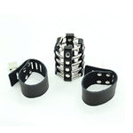 Leather Adjustable Chastity Belt Penis Rings Male Metal Erection Ring Penis Sleeve Male Sm Double Ring Bondage Adult Products Sex Toys