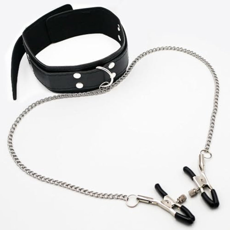 Kinky Couples Nipple Ring Set,Nipple Clips for Adult Play,Adjustable Pressure Non-Piercing Nipple Clips with Chain, Couples Games for Girls Night FACAI8