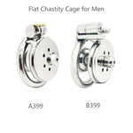 Flat Chastity Cage With Funnel Urinal Tray, Breathable Chastity Lock Sex Toys With Two Uses Cock Cages Adult Sm Fetish Bondage Trainer (B399-40Mm)