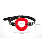 Men Women Red Lips Shaped Opening O Ring Mouth Gag Silicone Soft Adjustable Buckle Pu Leather Belt Strap On Bdsm Bondage Sex Toy Head Harness Restraints Gear Fetish Couple Adult Oral Game