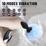 Anal Plug Vibrator Bunny Tail Butt Plug With Remote Control Silicone Anal Plug Butt Toy Anus Toys Sex Adult Toys For Women Men Couples, Blue