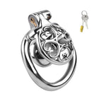 Male Chastity Cage With Catheter And Urine Tray Steel Cock Cage With Heart Shaped Cage Body And Curved Rings Sex Toys Metal Chastity Device With Concealed Lock For Man Penis Restraints (1.77In,B)