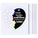 6 Blank Heart Puzzles with Frames, 34 Pieces Each, Valentine's Day Craft