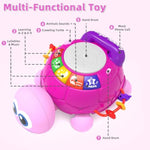 Musical Turtle Baby Toys 6-12 Months?Baby Crawling Toys For 12-18 Months,Early Learning Toy With Light&Sound,Tummy Time Toys Gifts For 3-6 4 5 7 8 9-12 18 Month Boy Girl?Pink?