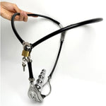 Female Stainless Steel Chastity Belt Invisible Adjustable Panties Device Lockable Underwear Bondage Briefs With Vaginal Plug (Black-B, 60-90Cm)