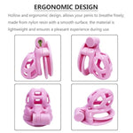 Material Upgrade Chastity Cb Lock Nub Size Cage W/ 4 Double Curved Shape Rings Complete Set For Adult Sex Play Penis Exercise Bondage Restraint Virginity For Men (Pink)