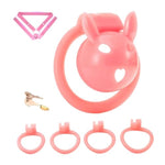 Sissy Chastity Cage Bunny Cock Cage With Belt And 4 Different Arc Rings Sex Toys Resin Chastity Belt For Man Penis Bondage Lightweight And Breathable Male Chastity Device (B)