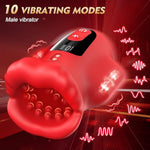 Male Masturbator Penis Vibrator, Male Vibrator Pocket Pussy Stroker, Ultra-Soft Stretchy Sex Toys For Men, 10 Vibrating & 2 Motors Lcd Display, Glans Trainer Masturbators For Oral Sex Pleasure