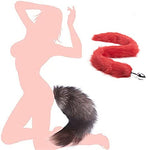Ooiixx Sexy Fox Tail Cosplay Anal Plug Anal Butt Plug Adult Sex Toys for Women Men Couple Stainless Steel Anal Plug (31" Red)