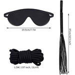 15Pcs Bondage Restraints Sex Toys Adult Games Kit Sm Fetish Bed Restraints Set For Beginners Cuffs Blindfold Spanking Nipple Clamps Flogger Ball Gag Paddle Rope Anal Toys Black