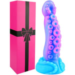 Realistic Monster Tentacle Octopus Dildo 2 Inch Wide, Silicone 8 Inch Extra Large Thick Girthy Anal Dildo Suction Cup, 7 Inch Creature Tapered Alien Dildos Fantasy Colorful Blue Sex Toy For Men Women