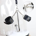 Anal Hook Bdsm Bondage Set With Adjustable Handcuffs & Collar Leather Restraints Kit With Towing Chain Anal Plug Sex Toy For Adults Erotic Slave Games Foreplay