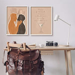 Stupell Industries Kiss French Party Caribbean Phrase Male Couple Embrace, Designed by Birch&Ink White Framed Wall Art, 2pc, Each 24 x 30, Brown