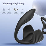 Prostate Massager Vibrating Cock Ring Testicle Toys - 3 In 1 Mini Bullet Anal Vibrators Testicular Vibrator, App Remote Control 9 Mode Penis Ring Vibration, Anal Sex Toys For Men(Black)
