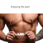 Nipple Clamps Letter Chain Metal Chest Nipple Clips Non Piercing Letter Chain Breast Chain Labia Clit Clip Slave Bondage Torture Restraints Couple Sex Pleasure Body Jewelry Erotic Bdsm Sex Toy (Daddy)