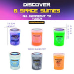 Finoclay Slime Kit For Girls Boys, 6 Galaxy Stretchy None Sticky Slime Educational Toys With Space Slime Charms &Galactic Add Ins,Neon Glow Metallic Slimes, Party Bag Fillers For Kids Sensory Putty