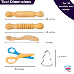 5 Pcs Dough Tool Set for Kids with Wooden Rollers, Knife & Child-Safe Scissors