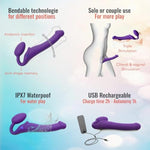 Vibrating Bendable Strap-On Dildo - G Spot Dildo Vibrator Clitoral With 3 Stimulation Zones Motors - Waterproof Adult Sex Toys For Couples - 100% Silicone Toy Adult (Large - Pruple)