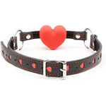 Silicone Heart-Shaped Mouth Ball Adult Sexy Leather Bondage Training Sex Auxiliary Soft Solid Mouth Plug Red Heart