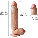 Dual Layer Realistic Dildo, 12 Inch Silicone Huge Penis Handsfree With Strong Suction Cup Flexible Dong Female Masturbator Big Cock For Vaginal G-Spot Anal Masturbation Massage Stick Dildo For Lady