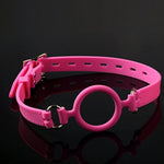 Sm Open Mouth Gag Silicone O-Ring Gag Oral Sex Bdsm Bondage Fetish Slave Restraints Sex Gag Muzzles Sex Toy Adjustable (Pink)