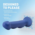 Blush Avant D12 Suko 8" G-Spot Dildo, Artisan - Dual Density, Ultrasilk Platinum Silicone Cock, Curved Shaft - Suction Cup, Strap-On Compatible, Adult Sex Toy Penis For Women, Men & Couples - (Blue)