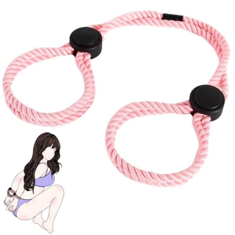 Rope Handcuffs Bdsm Bondage Restraints Ankle Cuffs Sex Toys Adjustable Cotton Rope Wrist Straps Sm Game Adult Play For Couple (Pink)