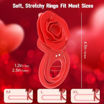 Rose Vibrating Cock Ring With Tongue Tickler For Couples Sex Pleasure, Vibrating Penis Ring 10 Strong Vibration Double Ring Erection Vibrator Ring Adult Sex Toys For Men Women