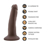 Blush Dr. Skin Plus 5.5" Realistic Mini Posable Dildo, Sensa Feel Lifelike Cock - Suction Cup, Strap-On, X5 Plus Tpe, G-Spot, P-Spot, Pegging Play - Adult Sex Toy For Women, Men & Couple - (Chocolate)