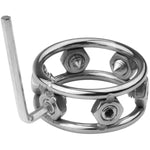 Stainless Steel Penis Ring Metal Cock Ring With 6 Adjustable Screws For Penis Restraint Punishment Stimulation Pleasure Ring For Men Bdsm Male Sex Toys (1.3 In)