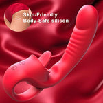 Clitoral Licking G Spot Vibrator For Women - 2 In 1 Dildo Vibrators Clitoralis Stimulator With 10 Licking & 10 Vibrating Modes, Waterproof Tongue Rose Adult Sex Toys For Women And Couple